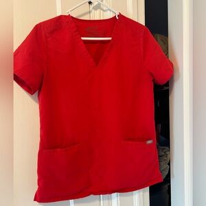 Figs Winning Red Scrub Top